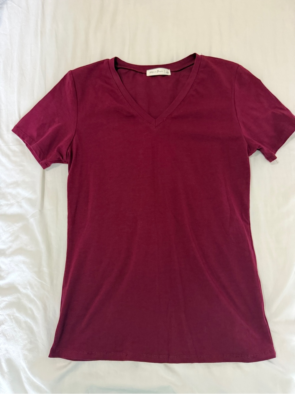 Active Basic V-Neck Short Sleeve Tee in Wine